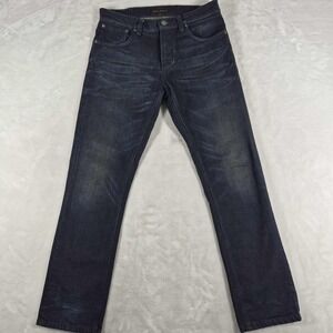 Nudie Grim Tim Jeans 33x30 Blue Denim Slim Straight Button Fly True Dusk Comfort